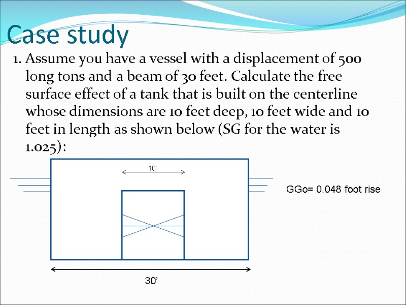 Case study 1. Assume you have a vessel with a displacement of 500 long